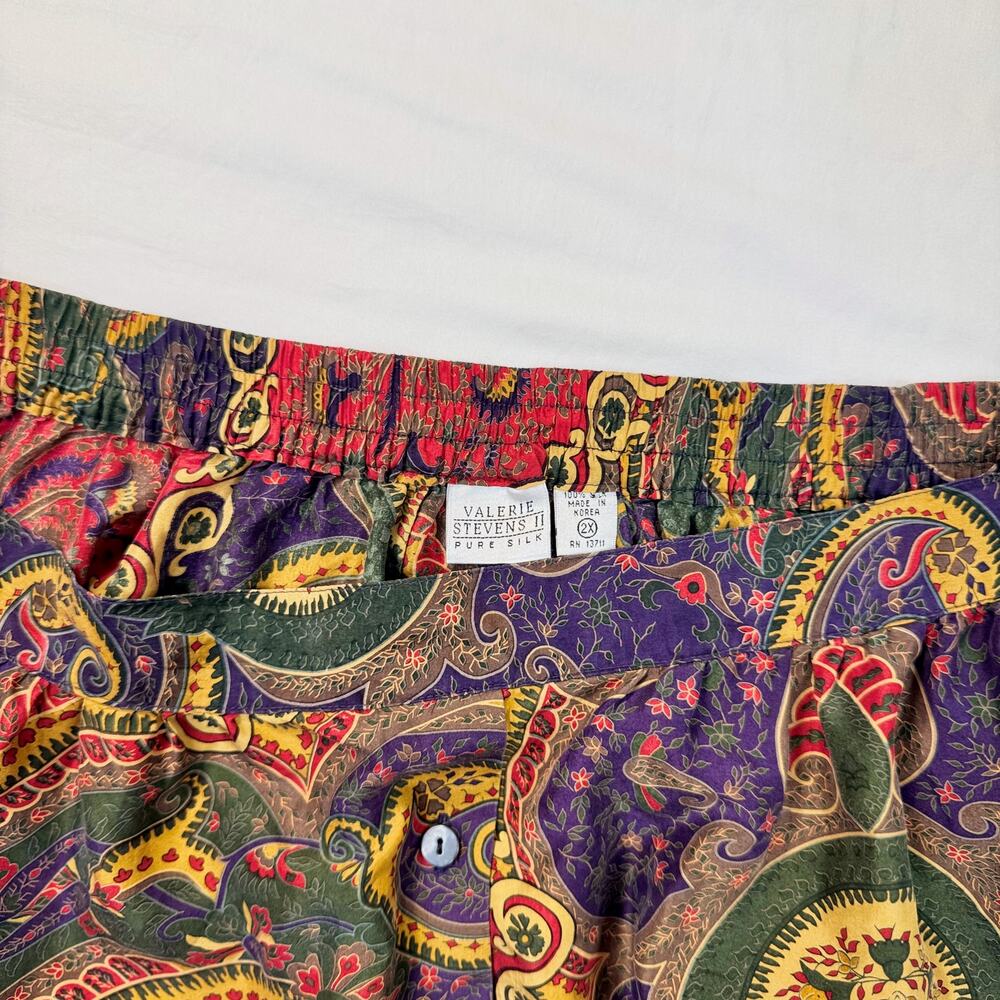 Valerie Stevens Pure Silk Paisley Midi Skirt Women’s 2XL Vintage Boho 90s Retro - Picture 7 of 15